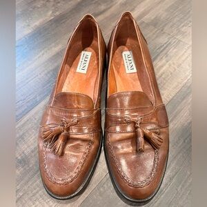 Alfani Brown Leather Loafers men Size 11 M made in Italy